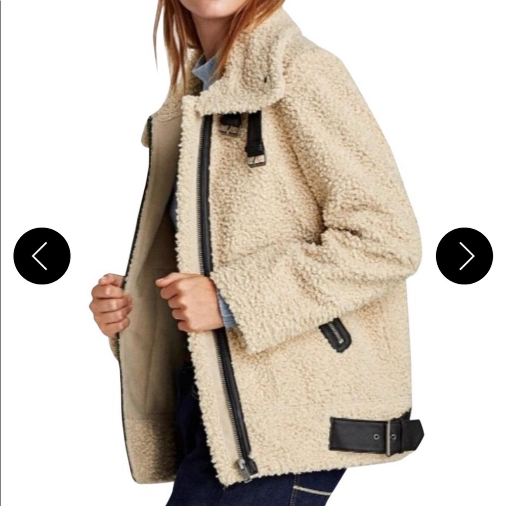 Zara moto jacket shearling teddy